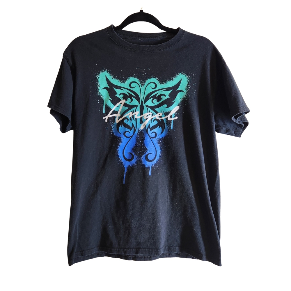 Black T-Shirt with Butterfly Graphic